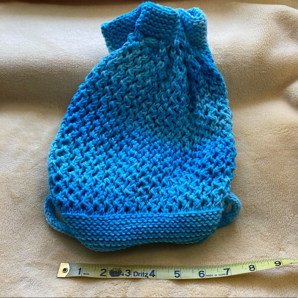 Hand Knit Drawstring Mini Backpack - image 7